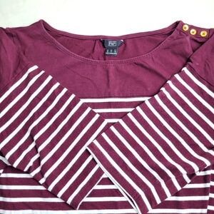 Womens F&F Burgundy Striped Top Size 16